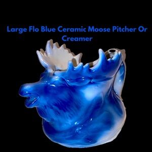 Large Flo Blue Ceramic Moose Pitcher Or Creamer